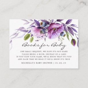 Watercolor Violet Floral Baby Shower Book Request Enclosure Card