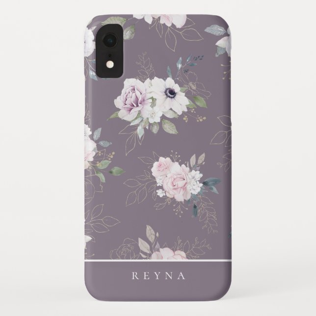 Watercolor Violet Floral Pattern Case-Mate iPhone Case (Back)