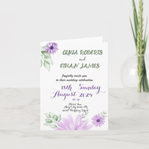 Watercolor Violet Floral Wedding Invitation