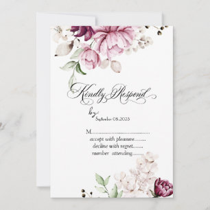 Watercolor Violet Flowers RSVP  Invitation
