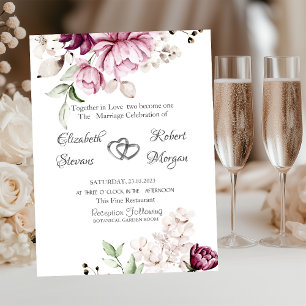 Watercolor Violet Flowers Wedding Invitation