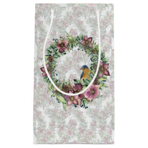 Watercolor Violet Purple Floral Wreath Small Gift Bag