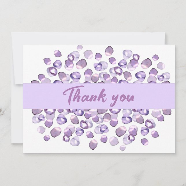 watercolor violet  purple simple thank you card (Front)