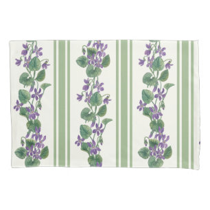 Watercolor violets and stripes pillowcase