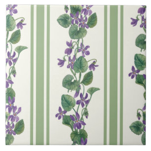 Watercolor violets and stripes tile