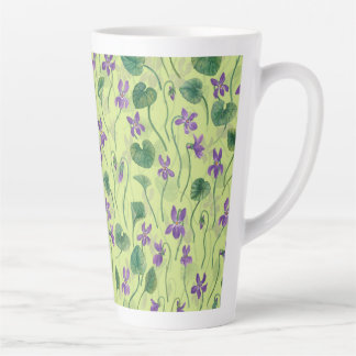 Watercolor violets on honey dew latte mug