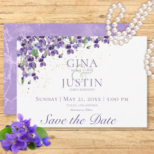Watercolor Violets Wedding Save The Date