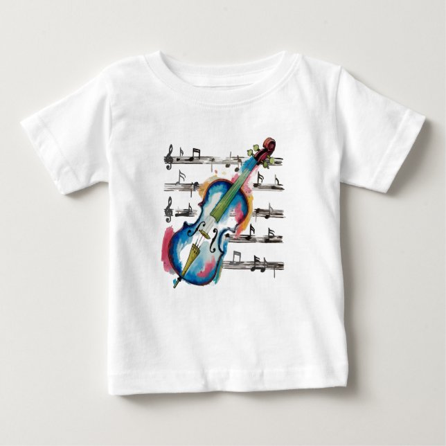 Watercolor Violin Baby Jersey T-Shirt (Front)
