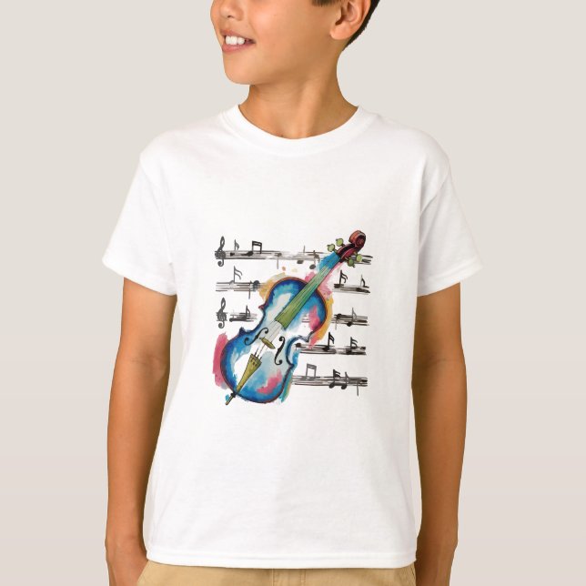 Watercolor Violin Kids' Basic T-Shirt (Front)