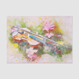 Watercolor Violin Music Decoupage Tissue Paper