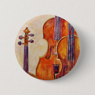 Watercolor Violins 6 Cm Round Badge