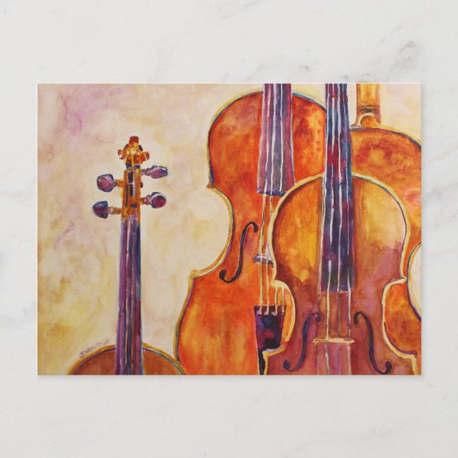 Watercolor Violins Postcard (Front)