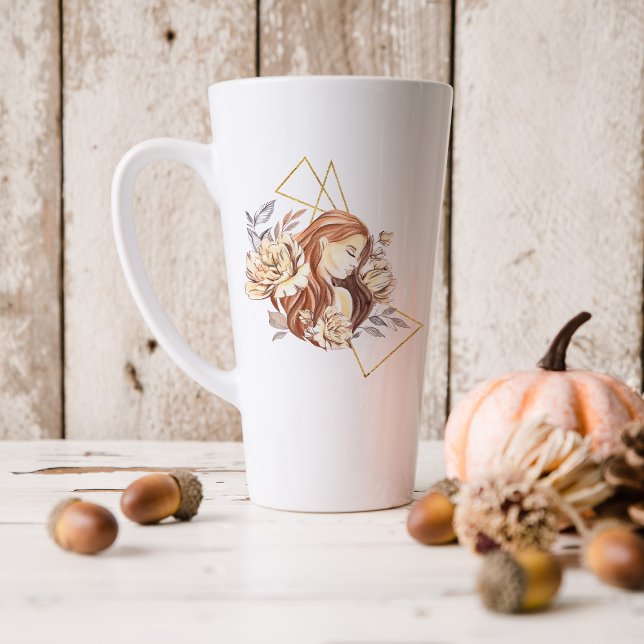 Watercolor Virgo Astrology Zodiac Sign | Monogram Latte Mug (Creator Uploaded)