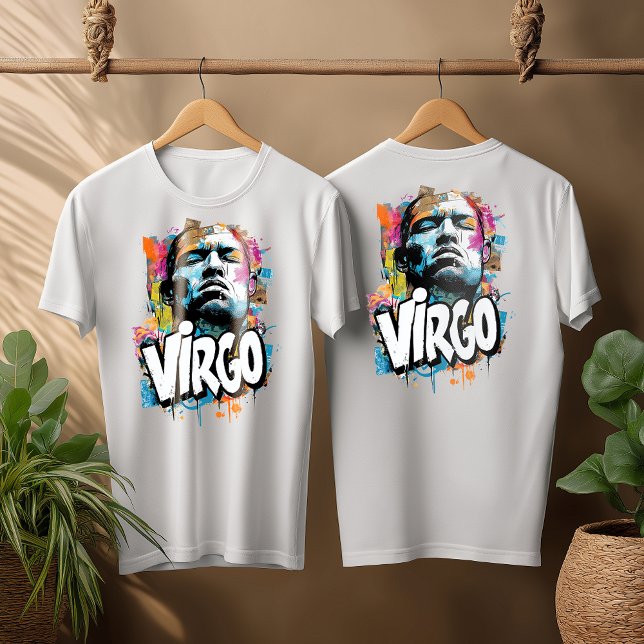 Watercolor Virgo Graffiti Airbrush Zodiac Design T-Shirt (Virgo For Man)