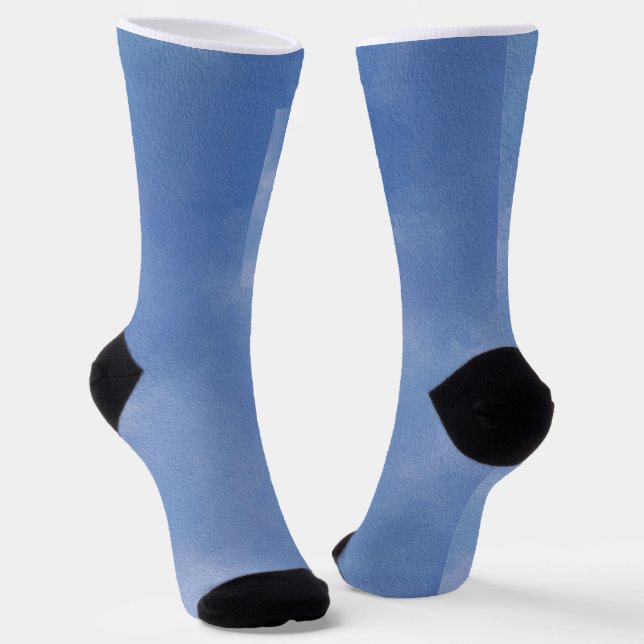 Watercolor Vista Blue Pattern Socks (Angled)