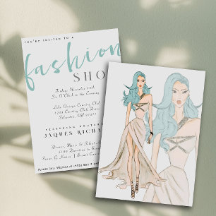 Watercolor Vogue Couture Fashion Show Invitation