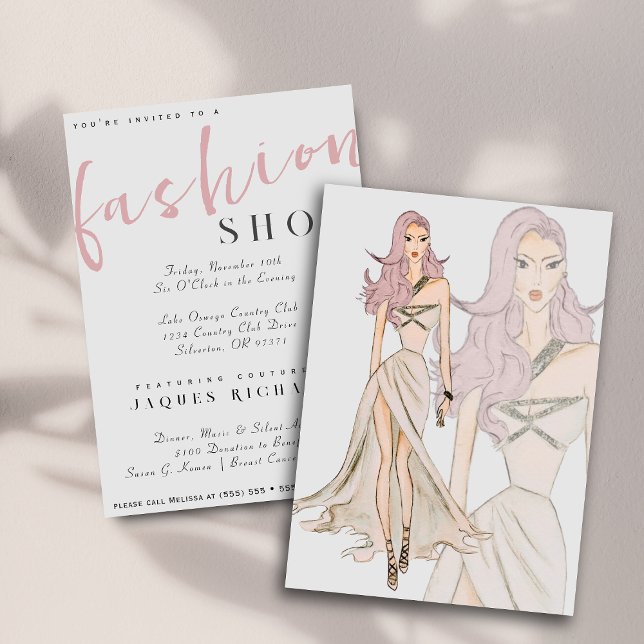 Watercolor Vogue Couture Fashion Show Invitation (Creator Uploaded)