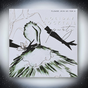 Watercolor Vogue Fashion Holiday Cocktail Party Invitation