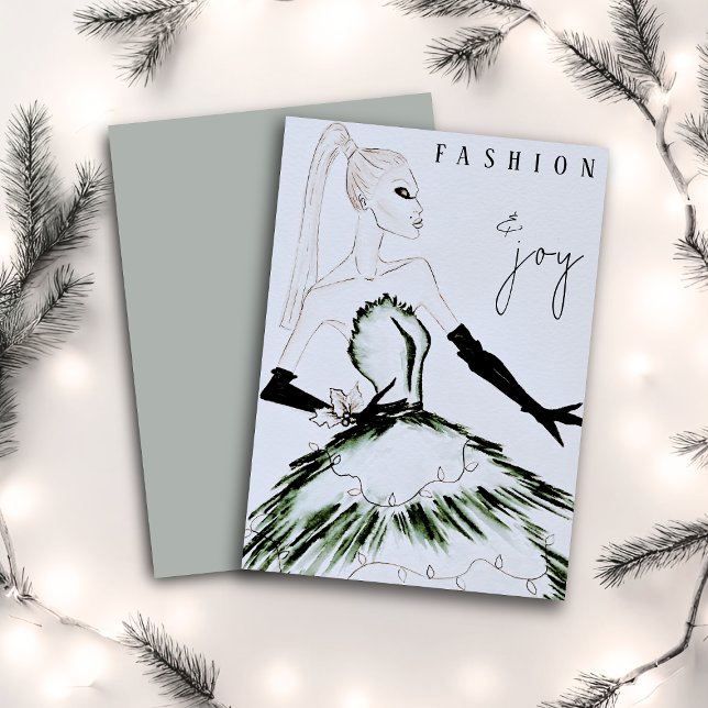 Watercolor Vogue Fashion Model Christmas Holiday Card (Creator Uploaded)