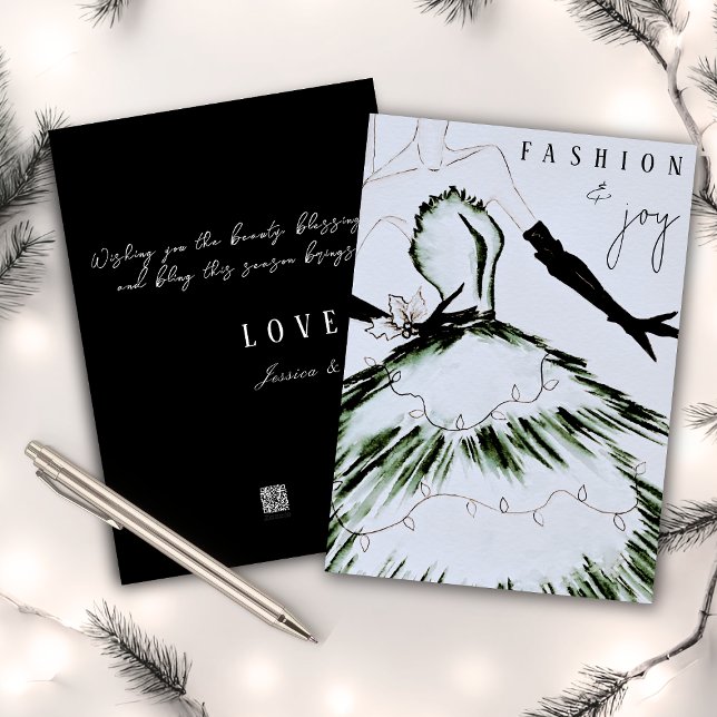 Watercolor Vogue Fashion Model Christmas Holiday Card (Creator Uploaded)