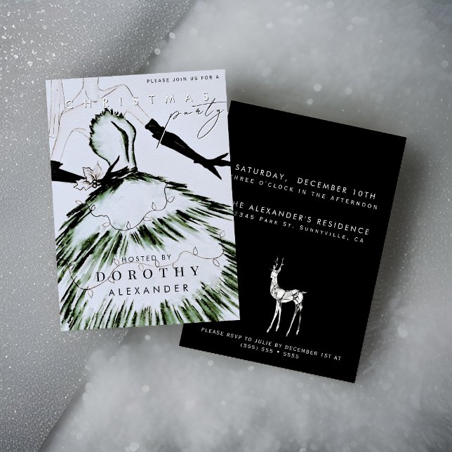 Watercolor Vogue Fashion Model Christmas Party Invitation (Creator Uploaded)