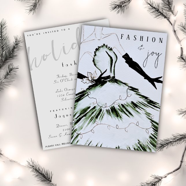 Watercolor Vogue Holiday Fashion Show Invitation (Creator Uploaded)