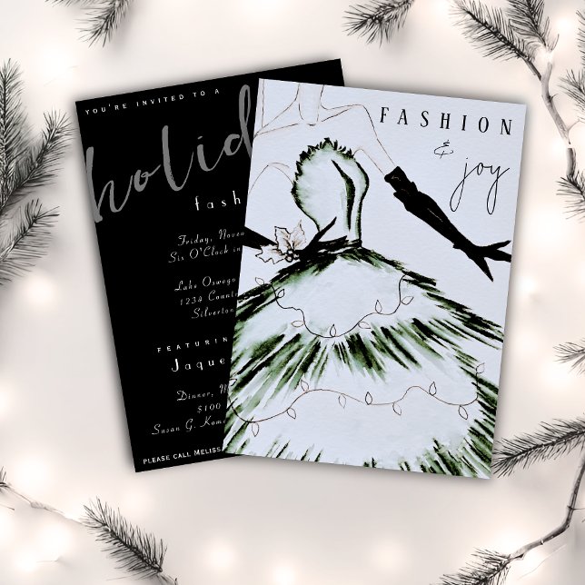 Watercolor Vogue Holiday Fashion Show Invitation (Creator Uploaded)