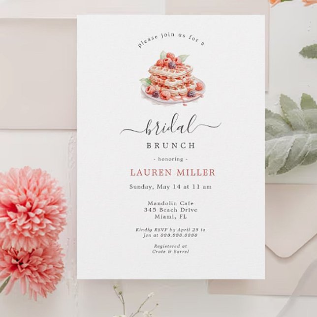 Watercolor Waffles Breakfast Brunch Bridal shower Invitation (Creator Uploaded)