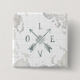 Watercolor Wanderlust Adventure III Love 15 Cm Square Badge