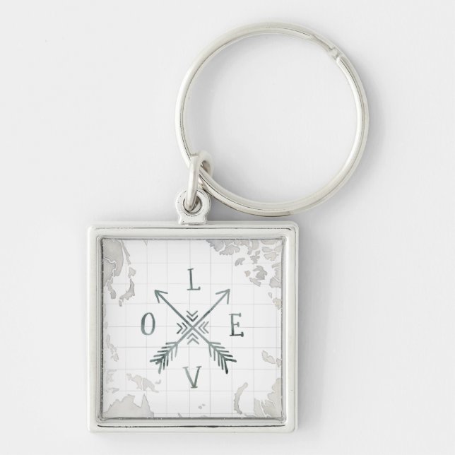 Watercolor Wanderlust Adventure III | Love Key Ring (Front)