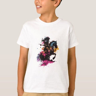 Watercolor Warrior on Horse Silhouette T-Shirt