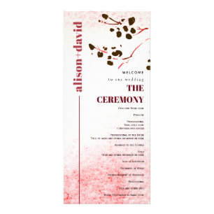 Watercolor wash and branch Japandi wedding program Rack Card