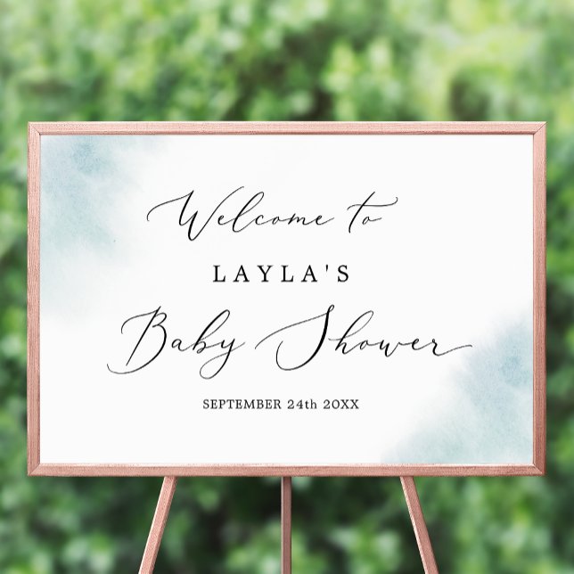 Watercolor Wash | Blue Baby Shower Welcome Poster (Creator Uploaded)