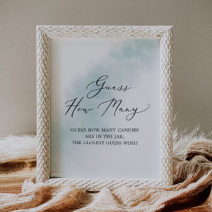 Watercolor Wash   Blue Guess How Many Candies Poster