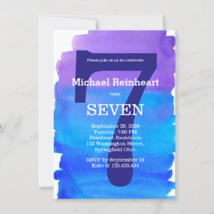 Watercolor Wash Blue Purple Kid's Birthday Party Invitation