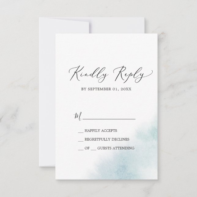 Watercolor Wash | Blue Simple RSVP Card (Front)