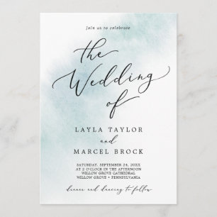 Watercolor Wash   Blue The Wedding Of Invitation
