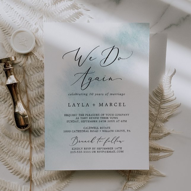 Watercolor Wash | Blue We Do Again Brunch Invitation (Creator Uploaded)