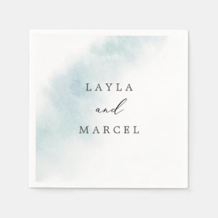 Watercolor Wash   Blue Wedding Napkin