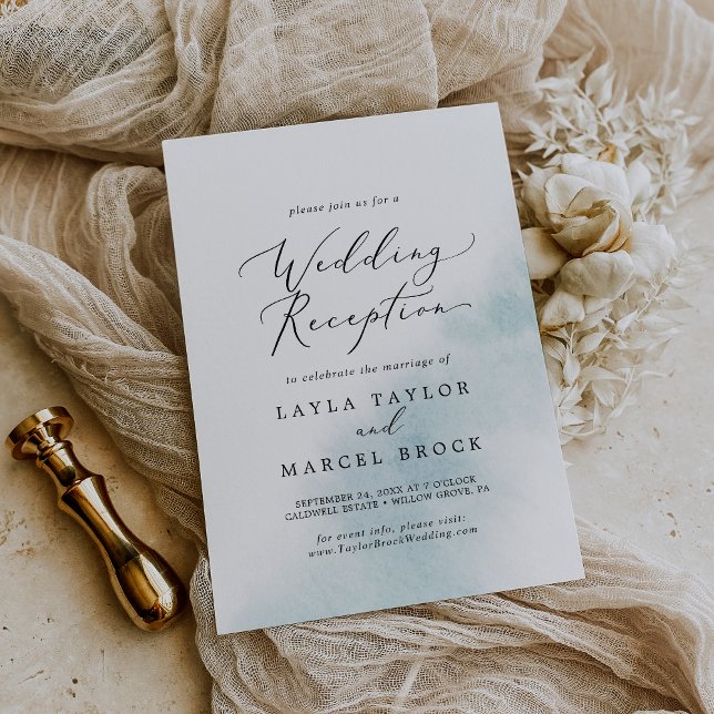 Watercolor Wash | Blue Wedding Reception Invitation (Creator Uploaded)