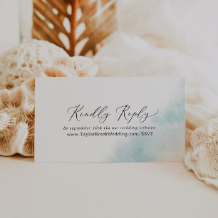 Watercolor Wash Blue Wedding Website RSVP Enclosure Card