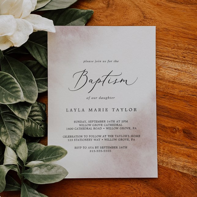 Watercolor Wash | Blush Baptism Invitation (Creator Uploaded)
