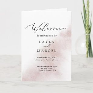 Watercolor Wash Blush Folded Wedding Programme