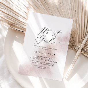 Watercolor Wash   Blush It's A Girl Baby Shower Invitation