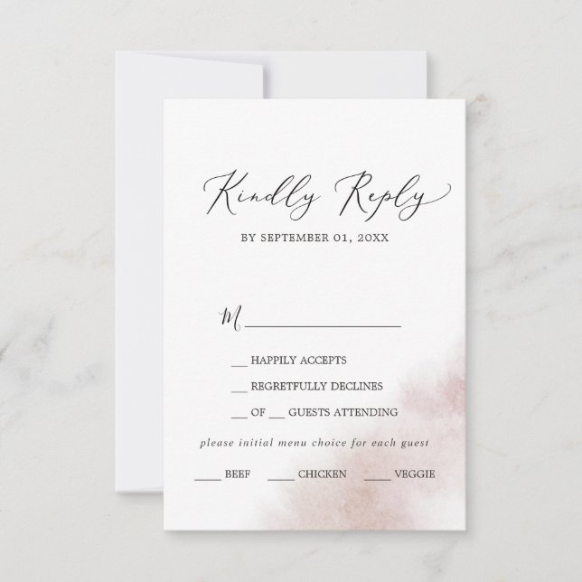 Watercolor Wash | Blush Menu Choice RSVP Card (Front)