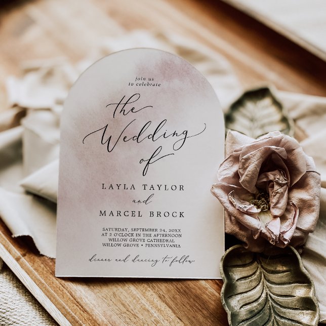 Watercolor Wash Blush Pink Simple Arch Wedding Invitation (Watercolor Wash Blush Pink Simple Arch Wedding Invitation)