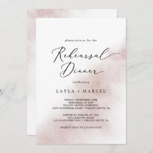 Watercolor Wash Blush Rehearsal Dinner Invitation