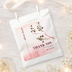 Watercolor wash branch Japandi Thank You wedding Favour Bags
