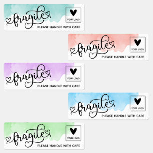 Watercolor Wash Cute Fragile Business Logo