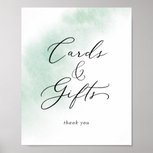 Watercolor Wash Green Cards and Gifts Sign